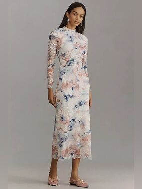 long sleeve shift dress Long Sleeve Pleated Shift Dress main image 1